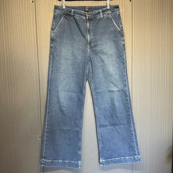 J. Crew Denim High Rise Trouser Jean Size 30 - Picture 2 of 9